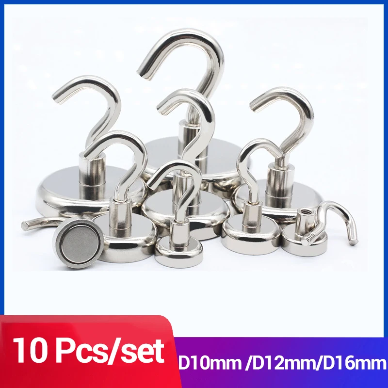 10 Pcs D10mm D12mm D16mm Strong Hooks Heavy Duty Wall Hooks