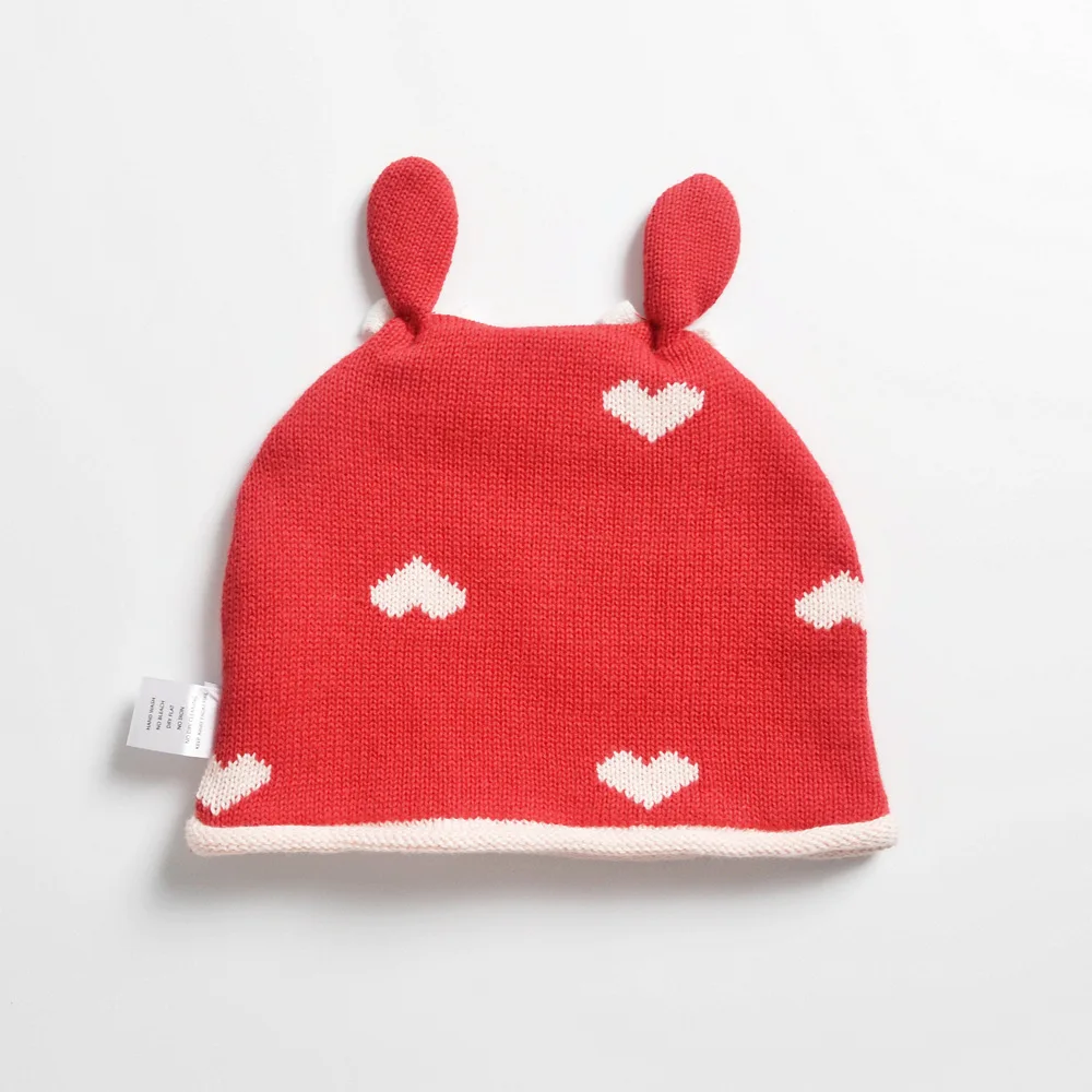 Шапка для девочек, комплект с шарфом, зимняя шапка, Флисовая теплая детская одежда с рисунком Красного кролика, Осенние аксессуары