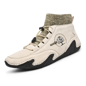 

2020 Autumn Winter Suede Leather Male Shoes Adult High Top Sneakers For Men Classic Stylish Casual Designer Walking Footwear Ins