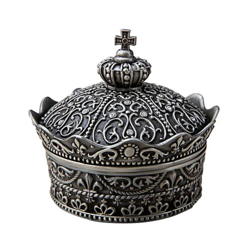 Vintage Crown Jewelry Storage Box Exquisite Metal Small Cute Princess Wedding Birthday Gift Box