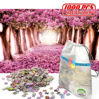 

1000Pcs 3D Paper Jigsaw Puzzle for adults kids toys puzzles wooden Educational Toys Decoration Stickers Cherry Blossoms