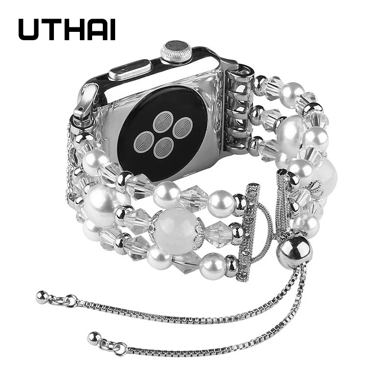UTHAI P85 ремешок для часов Apple Watch 5/4 44 мм 40 регулируемый Модный Ювелирный Браслет iwatch