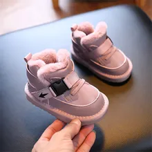 Inverno do bebê botas de neve de couro à prova dwaterproof água quente pelúcia crianças sapatos de borracha sola macia da criança meninos meninas botas de bebê sapatos