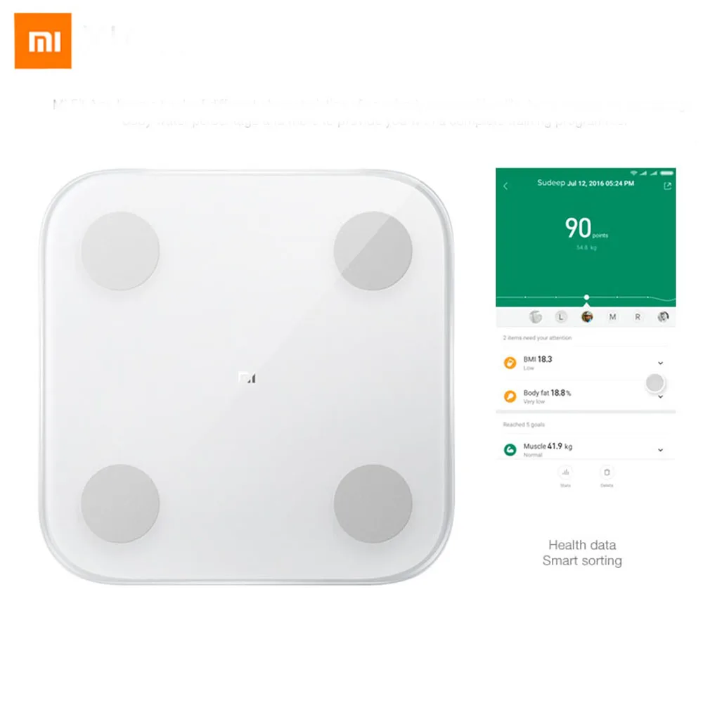 

Original Xiaomi 2.0 Smart Body Fat Scale Mi Fit APP Body Composition Monitor With LED Display And Big Feet Pad Household Health