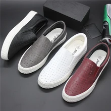 Breathable Summer Hollowed Loafers Shoes Men Comfortable Designer Flats Breathable Soft Bottom Slip-On Punk Holes Shoe 7905