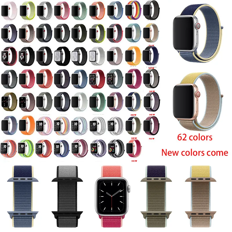 

Band For Apple Watch 4 5/3/2/1 38MM 42MM 62 NewColors Nylon Soft Breathable Replacement Strap Loop for iwatch series 4 40MM 44MM