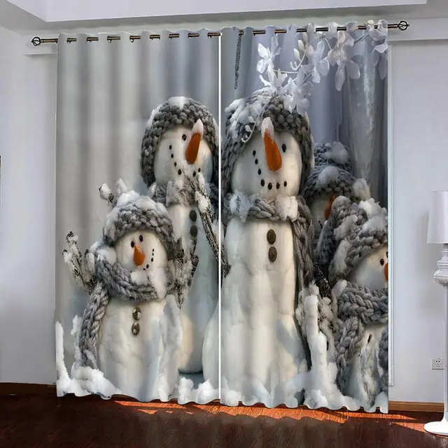 Christmas Curtain Santa Snowman Elk Digital Print Curtain