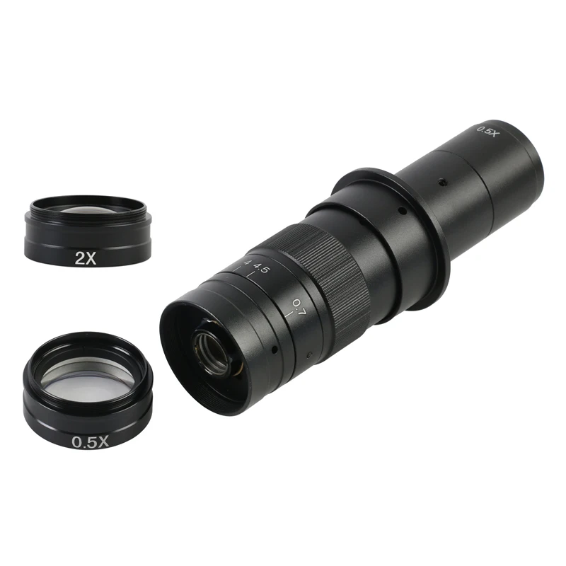 Adjustable 5X-360X Magnification Zoom C Mount Lens 0.5X 2.0X Barlow ...