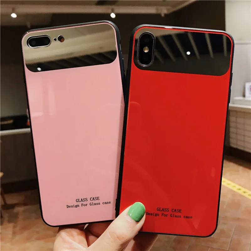 Однотонный зеркальный чехол для макияжа для iPhone XR XS MAX 7 8 Plus TPU+ PC задняя крышка стеклянный чехол для телефона для iPhone X 6 6S Plus 7 8 чехол