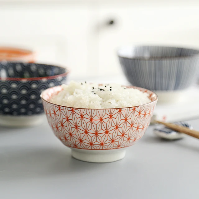 4 Pcs/Set 4.5 Inch Rice Bowl, Ceramic Tableware, Thread, Underglaze Color, Support Oven And Dishwasher CZY-BS1001 3