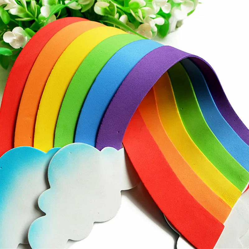 T-N DIY Sky Rainbow Cloud Sun Moon Handmade Wall Stickers Handwork EVA Foam for Kids Learning Educational Wall Decoration Toy handbook stickers decorative stickers decorative labels stickers stationery stickers self adhesive stickers paper stickers adhesive stickers cartoon stickers cartoon sticker