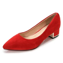 Новинка года; простые женские туфли; цвет красный, черный; Женская Повседневная Рабочая обувь с острым носком на среднем каблуке; женская обувь; JS-A0001