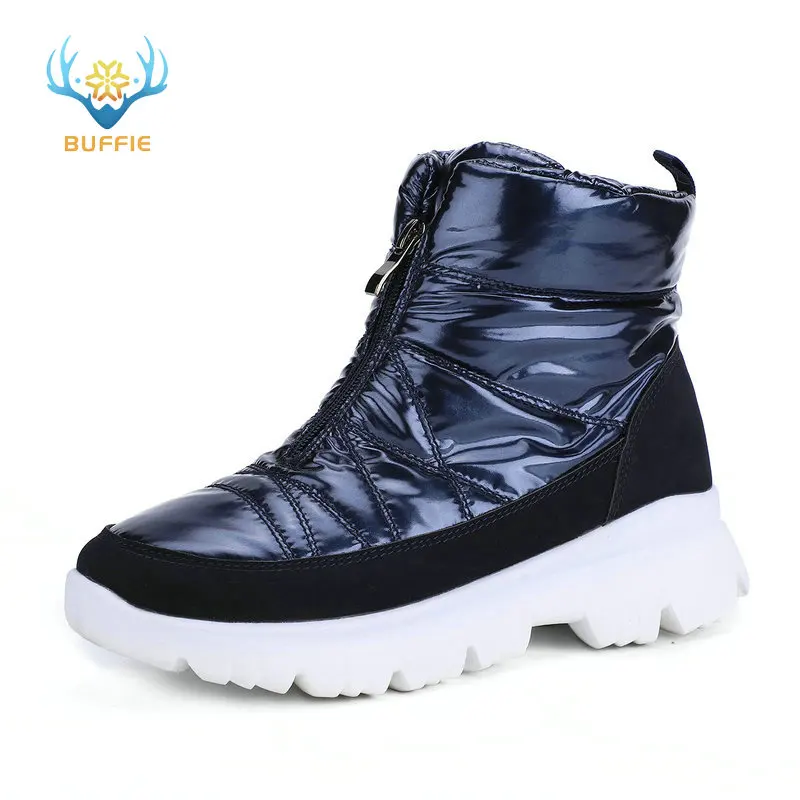 

Winter Women boots navy snowboot short shoe warm 50% natural wool water-resistance upper non-slip zip quality product free ship