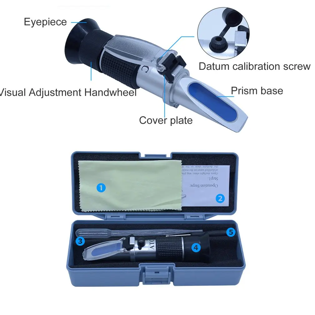 Ручной рефрактометр, медный сердечник, измеритель концентрации сахара и солености, фруктовая сладость, точка замерзания, Baume, медовый тестер