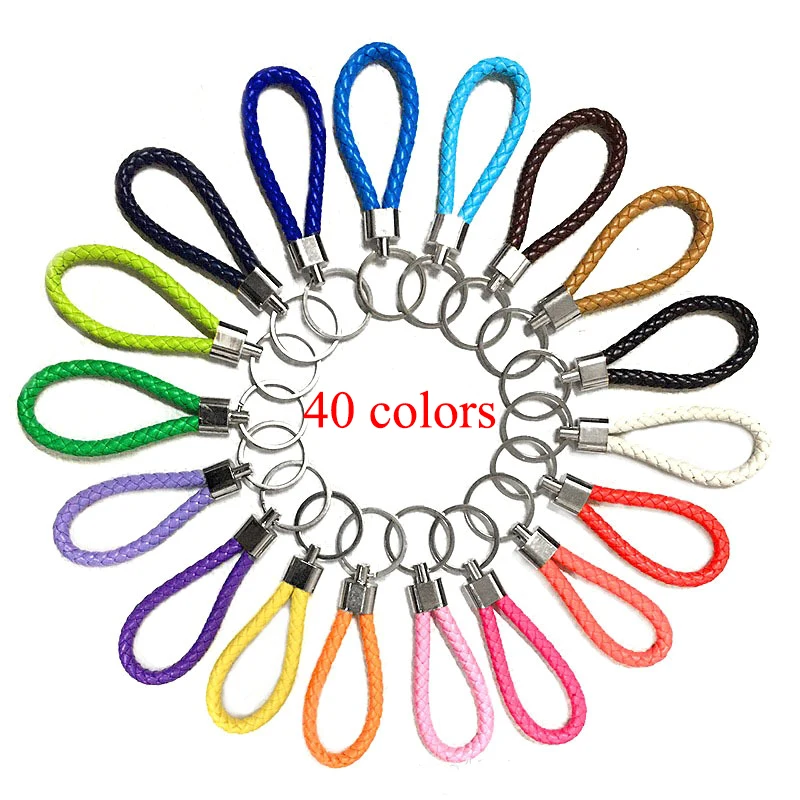 PU Leather Braided Woven Rope Keychain DIY Bag Pendant Key Chain Holder Key Car Trinket Keyring For Men Women Gift Jewelry 1 PCS