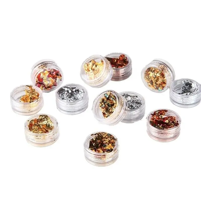 12 Boxes/Set Multicolor Foils Shiny Sparkles Gold & Silver Nail Art Glitter Stickers DIY Decoration 6