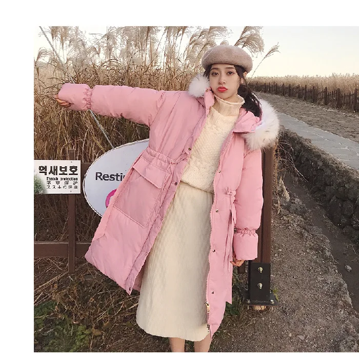 

Photo Shoot 2019 down Jacket Cotton-padded Clothes Women's Korean-style Mid-length Loose-Fit BF Coat Waist Hugging A- line Cotto