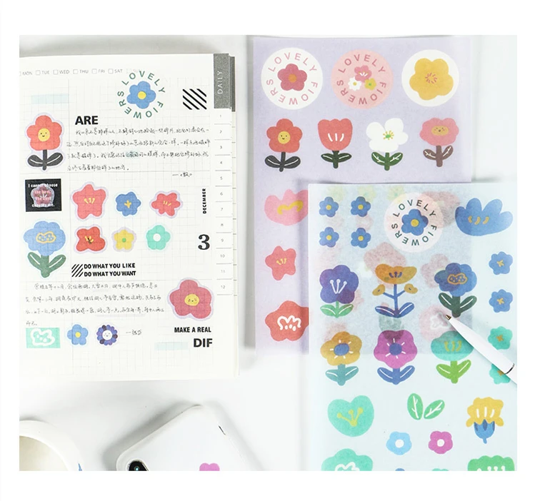 4kinds flower fruit series washi sticker DIY scrapbooking journal week album diary happy planner decorative stickers