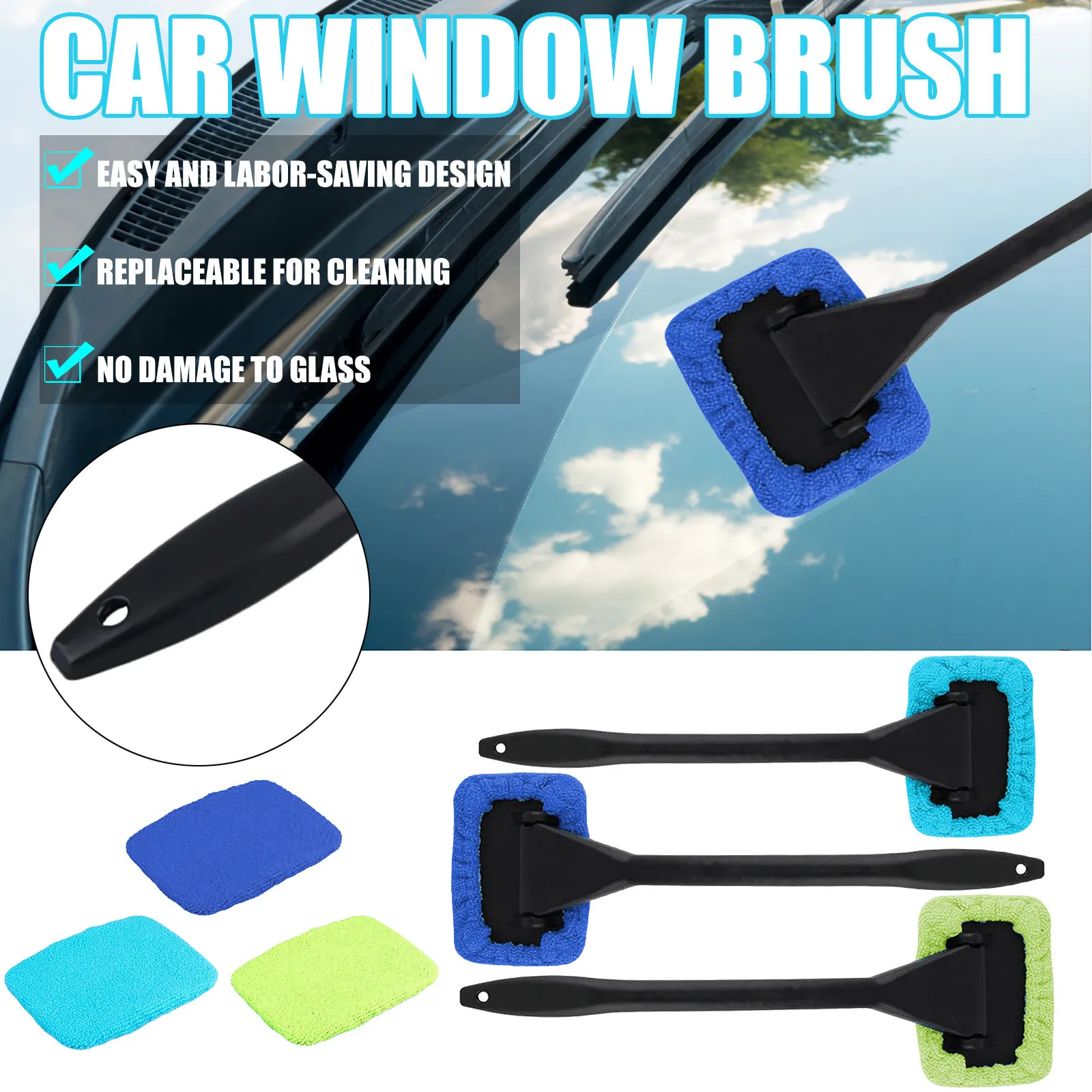 Car Window Cleaner Brush Kit Windshield Cleaning Wash Tool Inside