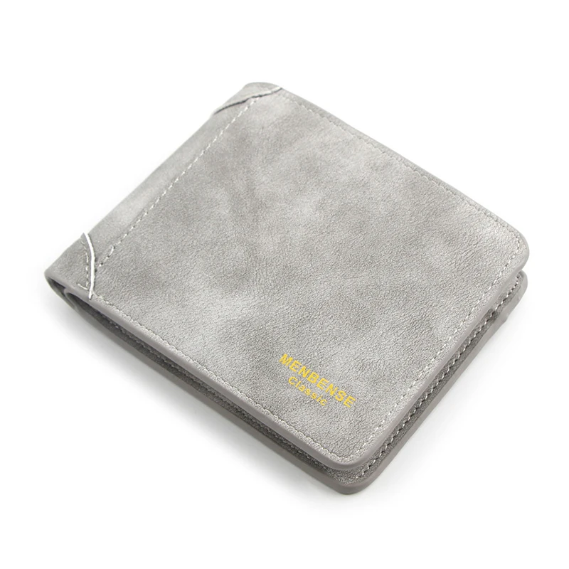 Lught Gray Модный повседневный мужской кошелек, однотонный цвет, матовая кожа, клатч, короткий кошелек для монет, много карт, держатель для карт, тройная сумка - Цвет: Lught Gray