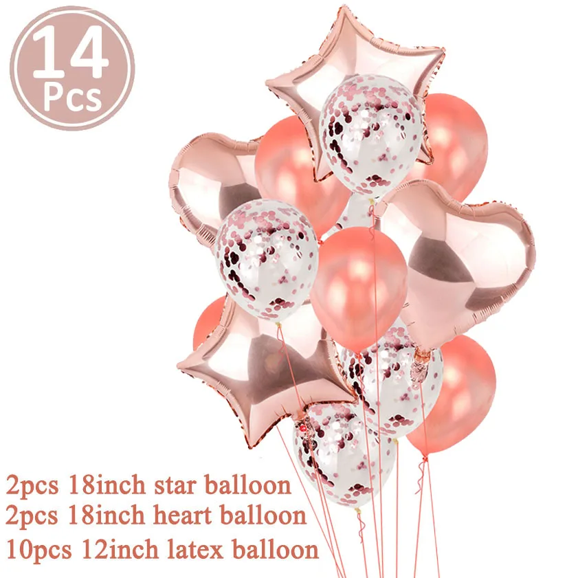 Lincaier 32 дюйма 62 см с днем рождения 18 воздушные шары 18-летние вечерние украшения мужские аксессуары для девушки поставки - Цвет: 14pcs rose gold