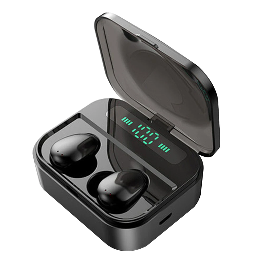 Черный Шумоподавление басов, портативные Беспроводные Hi-Fi стерео Bluetooth наушники IPX7, водонепроницаемые мини наушники, зарядная коробка в ухо - Цвет: Черный