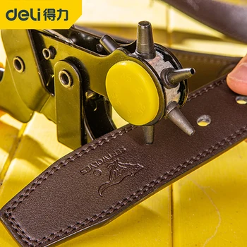 

DELI Leather Belt Hole Punch Plier Eyelet Puncher Revolve Sewing Machine Bag Setter Tool Watchband Strap Household leathercraft