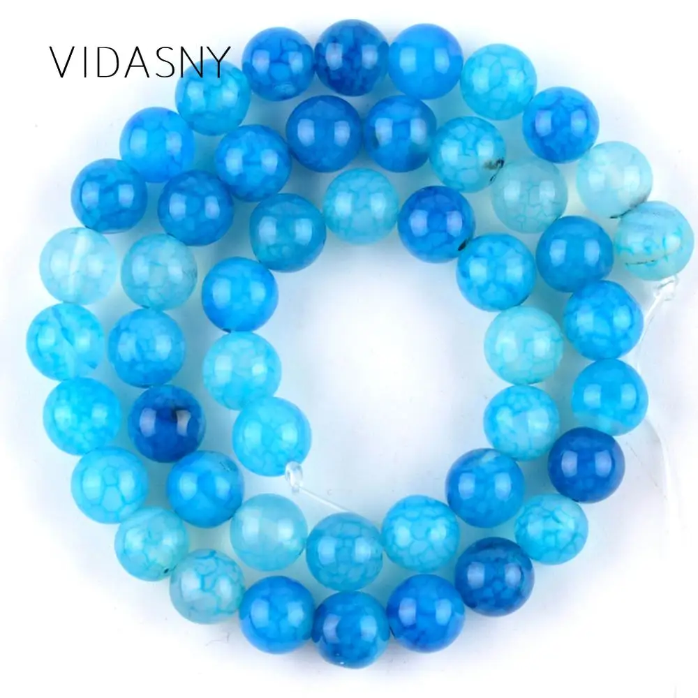 

Natural Stone Blue Dragon Vein Agates Beads For Needlework Jewelry Making 6 8 10mm Round Loose Beads Diy Bracelet Necklace 15''