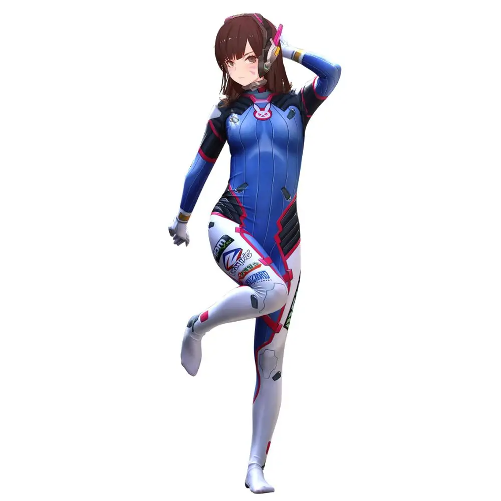 Unisex Lycra Spandex Zentai Halloween OW Dva Cosplay Party Halloween Animation Costumes Adult/Kids 3D Style