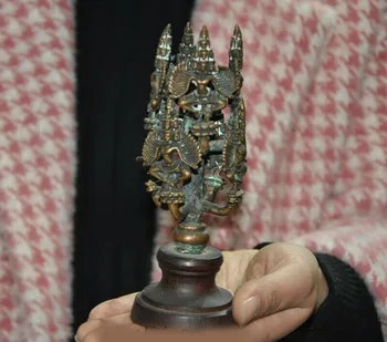 

wedding decoration 6" Chinese Temple Old Bronze Avalokitesvara Kwan-yin Guanyin Buddha Tree Statue