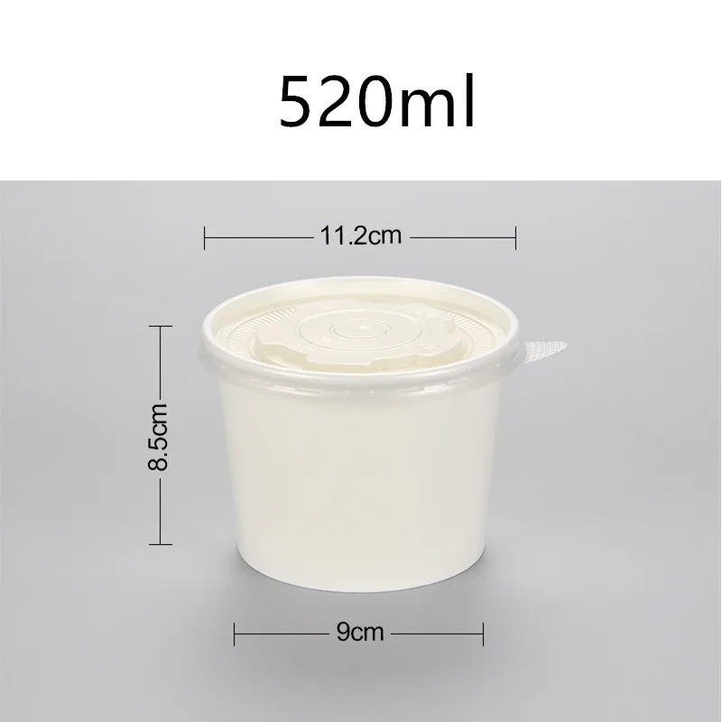 50pcs Round creative disposale soup bowl noodles salad food lunch cups BBQ party faovr ice cream dessert paper cup with lid - Цвет: cup and lid2