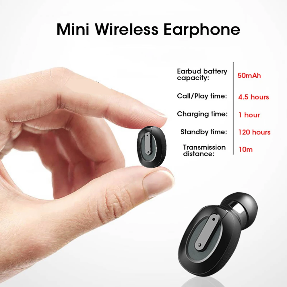 Mini Bluetooth 5 0 Monaural Earphone Mini Wireless Earbud Stereo Earphone IPX5 Waterproof Earbud for Xiaomi iPhone IOS Android