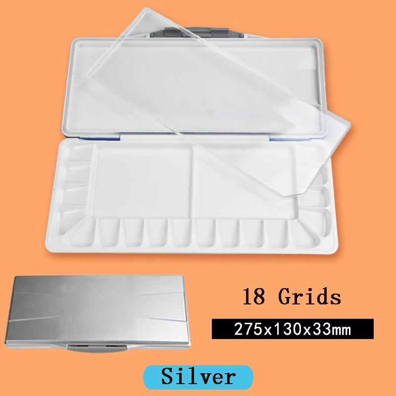 18 grids Silver 18/26/33 сетки профессиональный увлажняющий акварель Палитра для рисования пустой акварельные палитра красок коробка для баночек с красками для товары для рукоделия - Цвет: 18 grids Silver