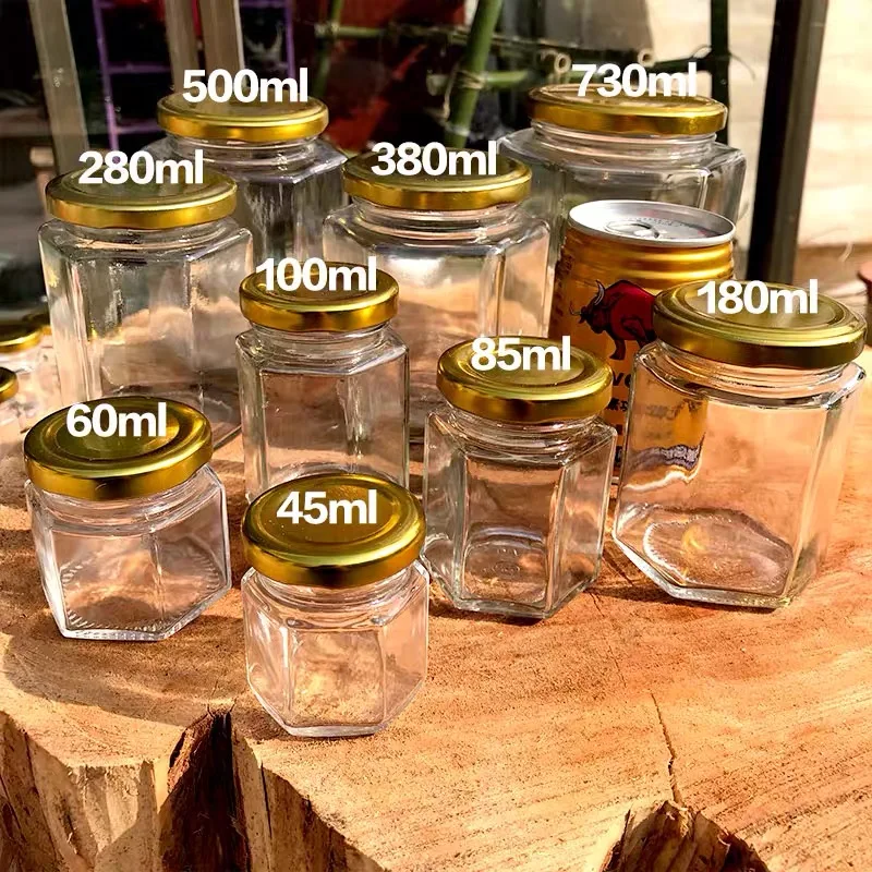 Sets of Small Honey Jars with Gold Lids