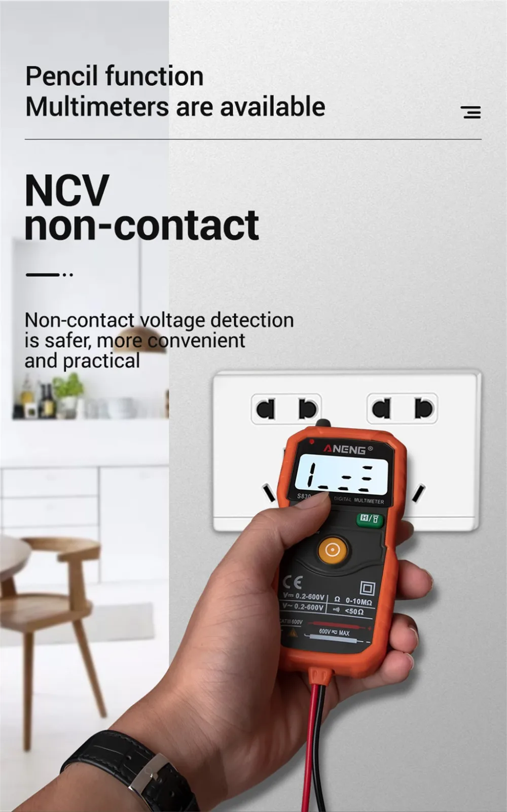 ANENG S830 Ручной цифровой мультиметр с ЖК-подсветкой Портативный AC/DC Амперметр Вольтметр Ом тестер напряжения метр Multimetro