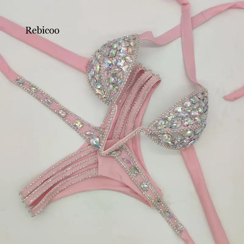 Sexy Women Bikin Luxury Rhinestone Swimwear 2020 Push Up Crystal Diamond Swimsuit Micro Bikini Set Newest Biquini