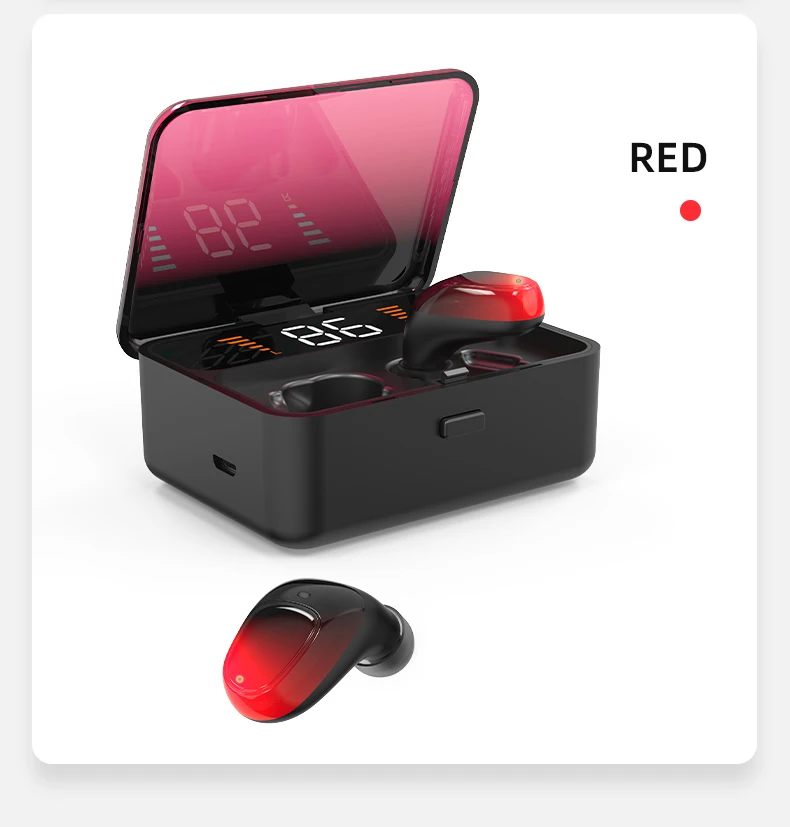Bluetooth 5,0 наушники TWS IPX5 водонепроницаемые 9D стерео Беспроводные свободные спортивные наушники Игровые наушники-вкладыши с микрофоном - Цвет: Красный