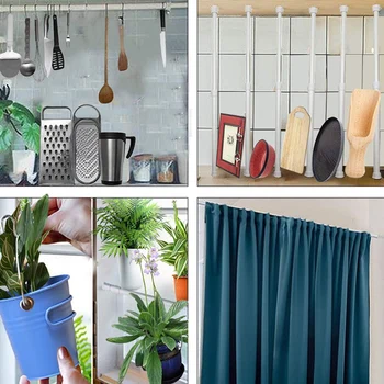 

Fashion-Tension Rods - 10 Pack Cupboard Bars Tensions Rod Curtain Rod Closet Rod 28 inch To 48 inch(Approx.) Extendable Width Ad