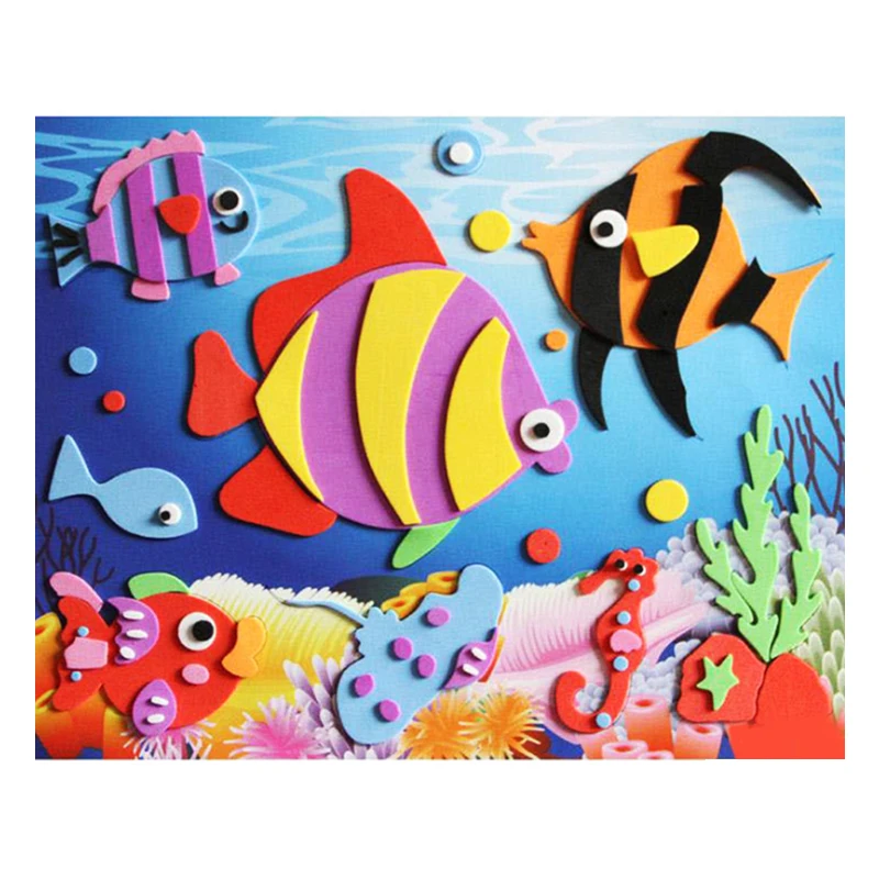 Saizhi DIY 3D наклейки эва игрушки для детей мультфильм животных паста живопись дети мальчик девочка Головоломка Развивающие Игрушки для раннего обучения