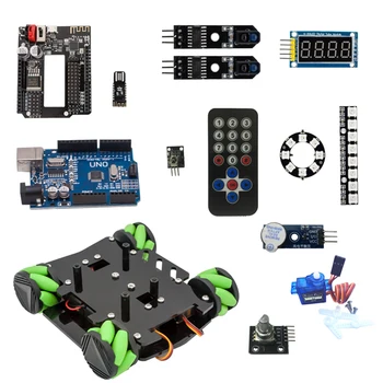 

DIY Obstacle Avoidance Smart Programmable Robot Car Educational Learning Kit with Mecanum Wheels for Arduino UNO - Set B