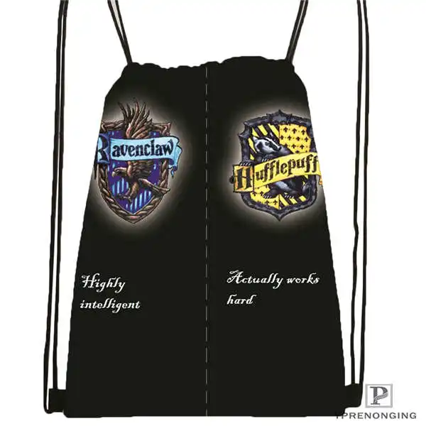 Drawstring Backpack Custom hufflepuff-походная сумка на шнурке милый рюкзак для детей(черная спинка) 31x40 см#180611-03-127 - Цвет: Drawstring Backpack