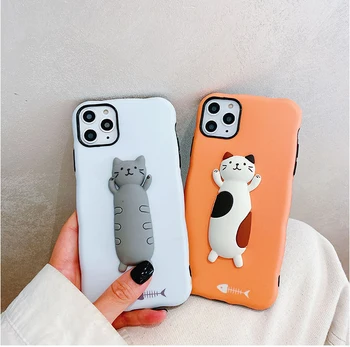 

Mobile phone case for retro cartoon Three-dimensional cat silicone anti - fall protective cover cute men and women