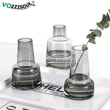

Transparent Glass Small Vase Rainbow Gloss Wedding Decoration Terrarium Glass Containers Modern Home Hydroponic Plant Flower Pot
