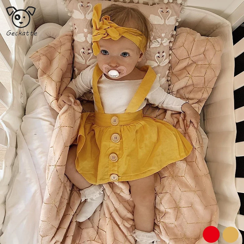 Новинка летняя одежда для девочек Geckatte маленьких повязка на голову + белая