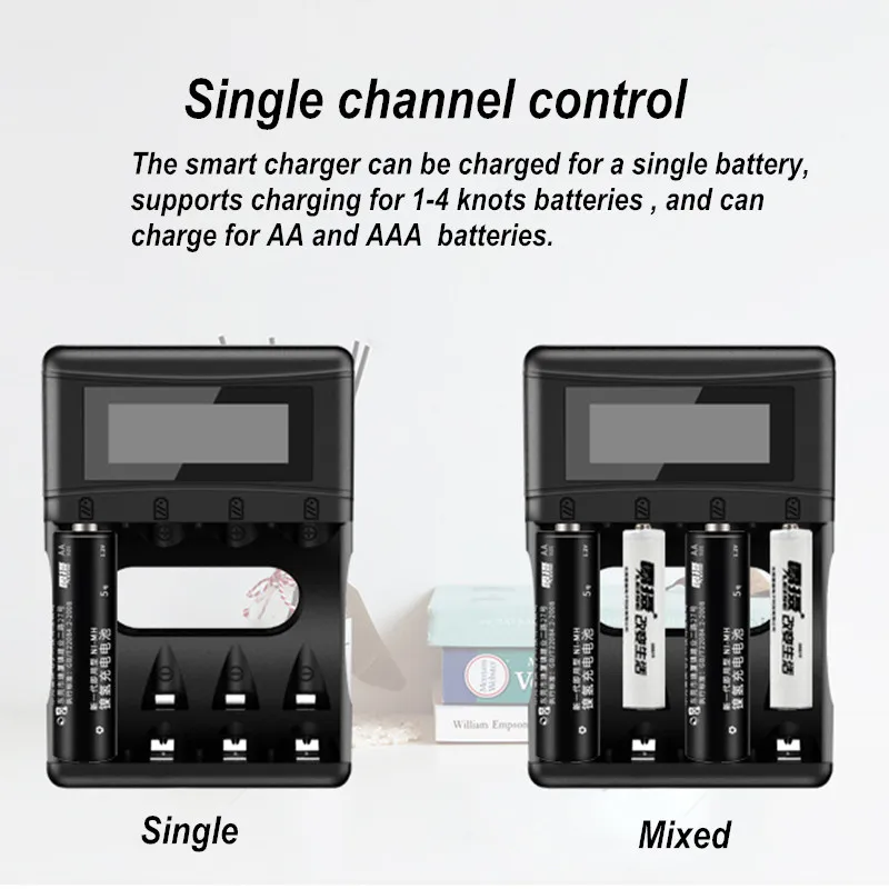 Leise зарядное устройство для аккумуляторов AA AAA 2a 3a nimh ЖК-дисплей USB кабель интеллектуальное отключение Быстрая зарядка