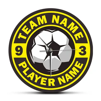 

Soccer Ball Personalized Team Name and Player Name Wall Clock Watch Clocks Modern Design Football Lover Fans Gift Mute Horologe