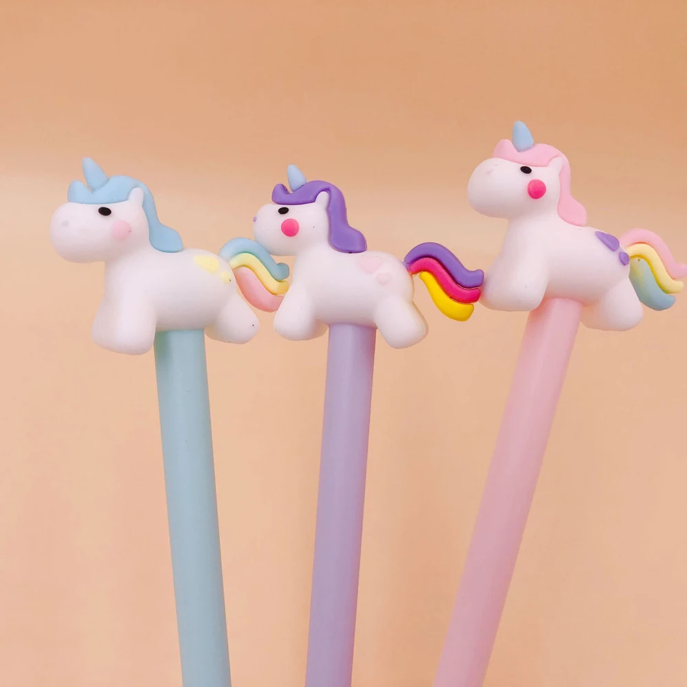 

3pcs Creative Gel Pen Silicone Cartoon Unicorn Writing Pen 0.5mm Black Ink Gift Office School Stationery Supplies