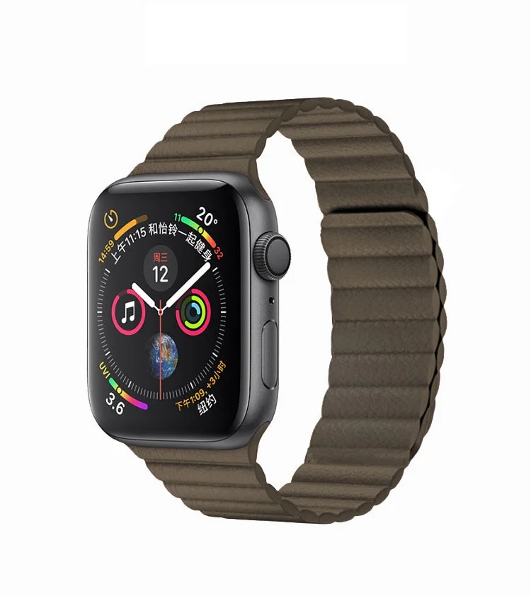 Brown Для Apple Watch, версии 4 5 40 мм, длина-44 мм, ремешок для наручных часов двойной магнитной застежкой петля кожаный ремешок для Apple Watch Series 1, 2, 3, ремешок 38/42 мм - Цвет ремешка: Brown