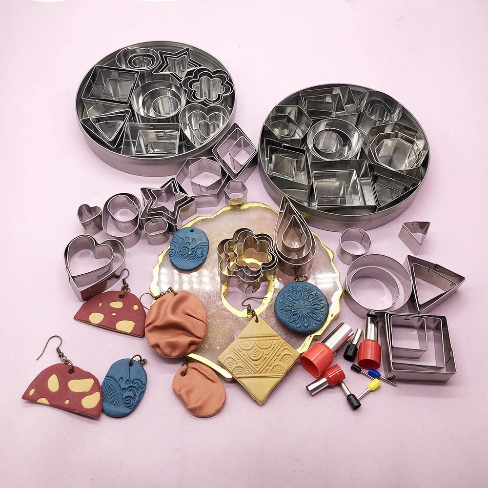 More Clay Cutter Stainless Steel Geometry Round Square Shape Designer DIY Ceramic Pottery Polymer Clay Earring Cutting Mold Tool polymer clay tools pottery tools clay sculpting tools pottery sculpting tools clay craft tool