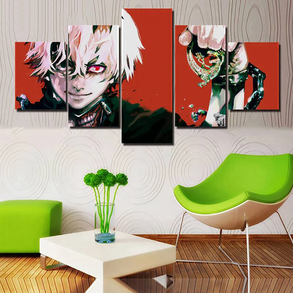 Hd принты для домашнего декора картина 5 Панель одежда с надписью Tokyo Ghoul картинки